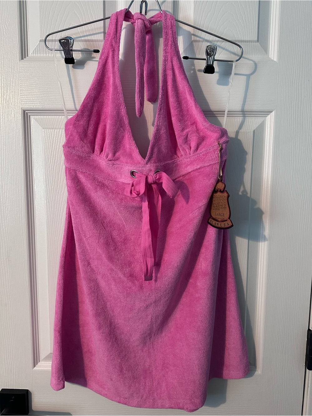 Elan Pink Terry Halter Cover-up Dress, Size L - Picture 2 of 10